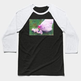 Mama Hen with Chicks Impressionist Painting Baseball T-Shirt